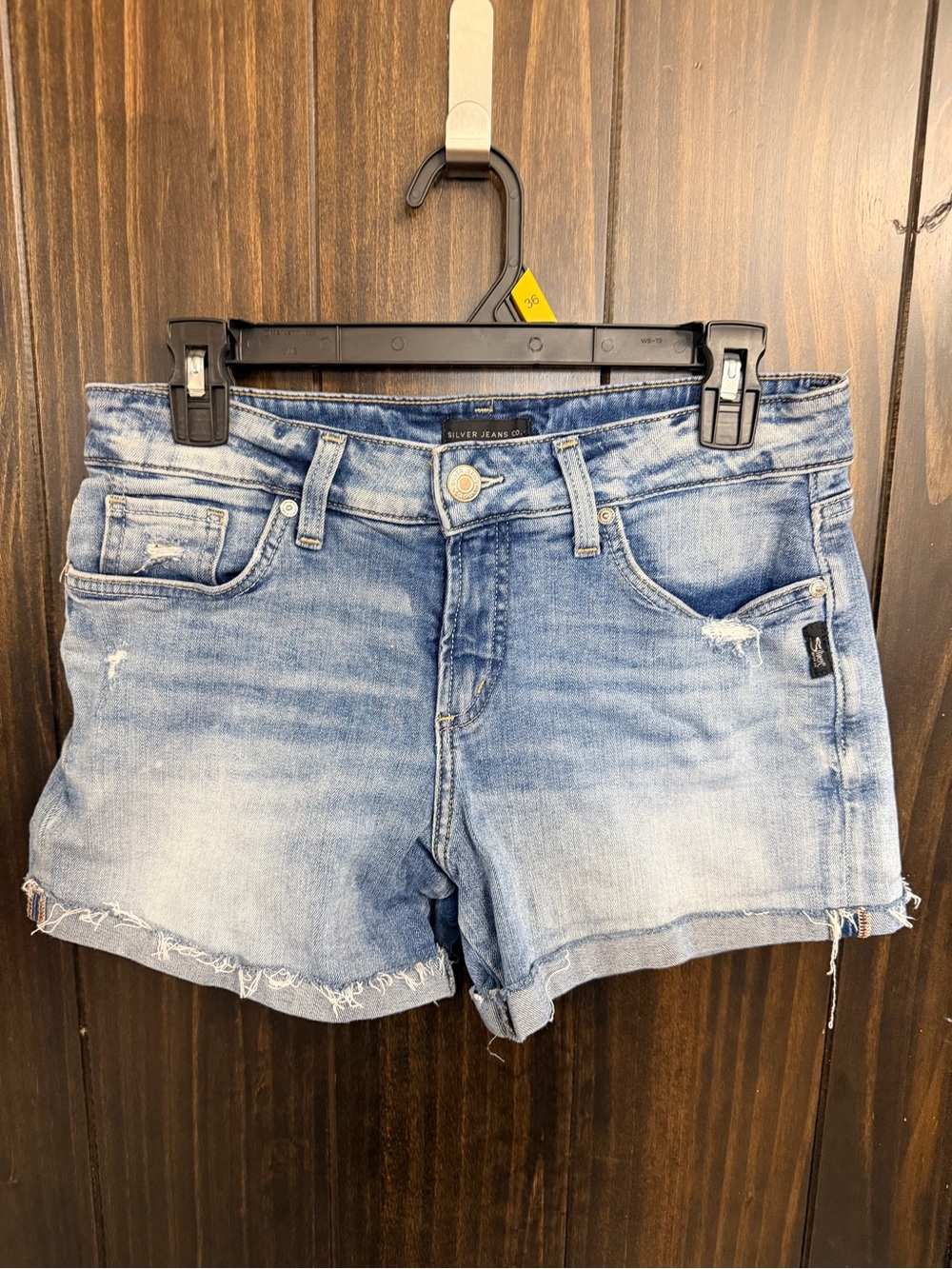 Silver Jeans Light Wash Frayed Hem Denim Shorts- Suki Shorts-Size:27 - Picture 3 of 6
